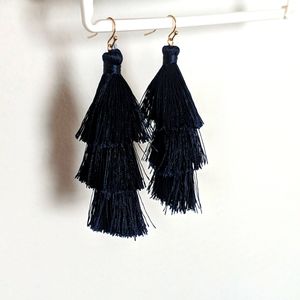 Navy Tassel Earrings